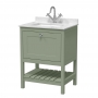 Hudson Reed Bexley Floor Standing Vanity Unit with 1TH Marble Top Basin 600mm Wide - Fern Green