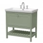 Hudson Reed Bexley Floor Standing Vanity Unit with 3TH Basin 800mm Wide - Fern Green