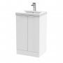 Hudson Reed Fluted Floor Standing 2-Door Vanity Unit with Basin 1 500mm Wide - Satin White