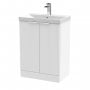 Hudson Reed Fluted Floor Standing 2-Door Vanity Unit with Basin 3 600mm Wide - Satin White