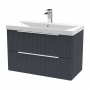 Hudson Reed Fluted Wall Hung 2-Drawer Vanity Unit with Basin 3 800mm Wide - Satin Anthracite