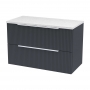 Hudson Reed Fluted Wall Hung 2-Drawer Vanity Unit with Sparkling White Worktop 800mm Wide - Satin Anthracite