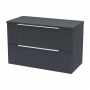 Hudson Reed Fluted Wall Hung 2-Drawer Vanity Unit with Worktop 800mm Wide - Satin Anthracite