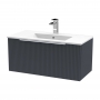 Hudson Reed Fluted Wall Hung 1-Drawer Vanity Unit with Basin 2 800mm Wide - Satin Anthracite