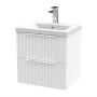 Hudson Reed Fluted Wall Hung 2-Drawer Vanity Unit with Basin 1 500mm Wide - Satin White