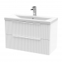 Hudson Reed Fluted Wall Hung 2-Drawer Vanity Unit with Basin 1 800mm Wide - Satin White