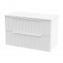 Hudson Reed Fluted Wall Hung 2-Drawer Vanity Unit with Worktop 800mm Wide - Satin White