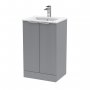 Hudson Reed Fluted Floor Standing 2-Door Vanity Unit with Basin 2 500mm Wide - Satin Grey