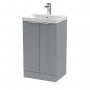 Hudson Reed Fluted Floor Standing 2-Door Vanity Unit with Basin 3 500mm Wide - Satin Grey