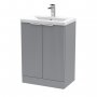 Hudson Reed Fluted Floor Standing 2-Door Vanity Unit with Basin 1 600mm Wide - Satin Grey