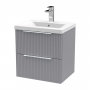 Hudson Reed Fluted Wall Hung 2-Drawer Vanity Unit with Basin 1 500mm Wide - Satin Grey