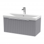 Hudson Reed Fluted Wall Hung 1-Drawer Vanity Unit with Basin 3 800mm Wide - Satin Grey