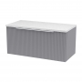 Hudson Reed Fluted Wall Hung 1-Drawer Vanity Unit with Sparkling White Worktop 800mm Wide - Satin Grey