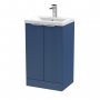 Hudson Reed Fluted Floor Standing 2-Door Vanity Unit with Basin 1 500mm Wide - Satin Blue