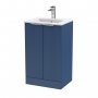 Hudson Reed Fluted Floor Standing 2-Door Vanity Unit with Basin 2 500mm Wide - Satin Blue