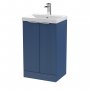 Hudson Reed Fluted Floor Standing 2-Door Vanity Unit with Basin 3 500mm Wide - Satin Blue