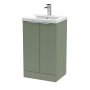 Hudson Reed Fluted Floor Standing 2-Door Vanity Unit with Basin 1 500mm Wide - Satin Green