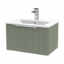 Hudson Reed Fluted Wall Hung 1-Drawer Vanity Unit with Basin 2 600mm Wide - Satin Green