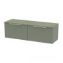 Hudson Reed Fluted Wall Hung 2-Drawer Vanity Unit with Worktop 1200mm Wide - Satin Green