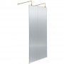 Hudson Reed Fluted Wet Room Screen with Brushed Brass Support Arm and Feet 800mm Wide - 8mm Glass