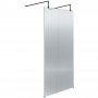 Hudson Reed Fluted Wet Room Screen with Matt Black Support Arm and Feet 900mm Wide - 8mm Glass