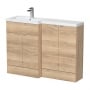 Hudson Reed Fusion LH Combination Unit with 300mm Base Unit - 1200mm Wide - Bleached Oak