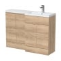 Hudson Reed Fusion RH Combination Unit with 300mm Base Unit - 1200mm Wide - Bleached Oak