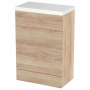 Hudson Reed Fusion WC Unit with Polymarble Worktop 600mm Wide - Bleached Oak