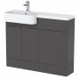 Hudson Reed Fusion LH Combination Unit with Round Semi Recessed Basin 1100mm Wide - Gloss Grey