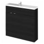 Hudson Reed Fusion Compact Combination Unit with Slimline Basin - 1000mm Wide - Charcoal Black Woodgrain