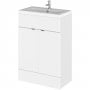 Hudson Reed Fusion Floor Standing Vanity Unit with Ceramic Basin 600mm Wide - Gloss White