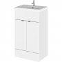 Hudson Reed Fusion Floor Standing Vanity Unit with Ceramic Basin 500mm Wide - Gloss White