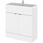 Hudson Reed Fusion Floor Standing Vanity Unit with Ceramic Basin 800mm Wide - Gloss White