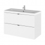 Hudson Reed Fusion Wall Hung 2-Drawer Vanity Unit with Ceramic Basin 820mm Wide - Gloss White