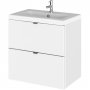 Hudson Reed Fusion Wall Hung 2-Drawer Vanity Unit with Ceramic Basin 500mm Wide - Gloss White