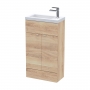 Hudson Reed Fusion Compact Floor Standing 2-Door Vanity Unit with Basin 500mm Wide - Bleached Oak