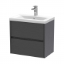 Havana Wall Hung 2-Drawer Vanity Unit with Basin 1 600mm Wide - Graphite Grey