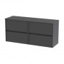 Havana Wall Hung 4-Drawer Vanity Unit with Worktop 1200mm Wide - Graphite Grey