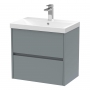 Havana Wall Hung 2-Drawer Vanity Unit with Basin 3 600mm Wide - Coastal Grey