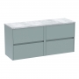 Havana Wall Hung 4-Drawer Vanity Unit with Carrera Marble Worktop 1200mm Wide - Coastal Grey