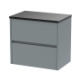 Havana Wall Hung 2-Drawer Vanity Unit with Sparkling Black Worktop 600mm Wide - Coastal Grey