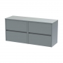 Havana Wall Hung 4-Drawer Vanity Unit with Worktop 1200mm Wide - Coastal Grey