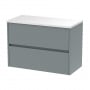 Havana Wall Hung 2-Drawer Vanity Unit with Sparkling White Worktop 800mm Wide - Coastal Grey