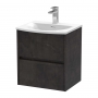 Havana Wall Hung 2-Drawer Vanity Unit with Basin 4 500mm Wide - Metallic Slate