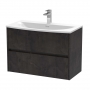 Havana Wall Hung 2-Drawer Vanity Unit with Basin 4 800mm Wide - Metallic Slate