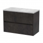 Havana Wall Hung 2-Drawer Vanity Unit with Bellato Grey Worktop 800mm Wide - Metallic Slate