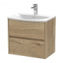 Havana Wall Hung 2-Drawer Vanity Unit with Basin 4 600mm Wide - Autumn Oak