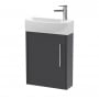 Hudson Reed Juno Compact LH Wall Hung Vanity Unit and Basin 440mm Wide - Graphite Grey
