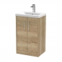 Hudson Reed Juno Floor Standing 2-Door Vanity Unit with Basin 1 500mm Wide - Autumn Oak