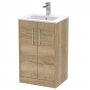 Hudson Reed Juno Floor Standing 2-Door Vanity Unit with Basin 2 500mm Wide - Autumn Oak